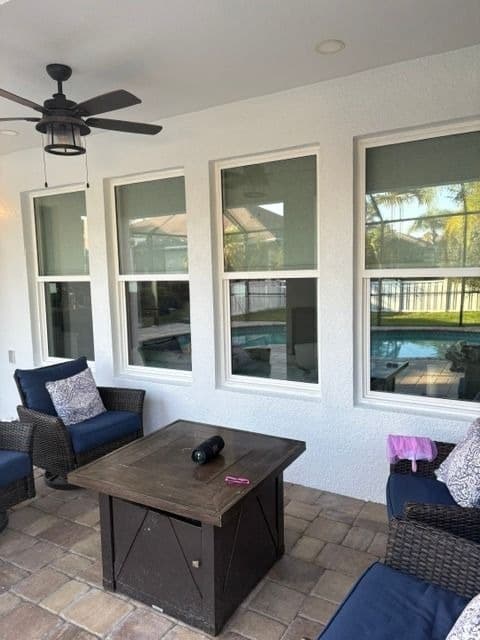 Painted patio walls with clean white finish