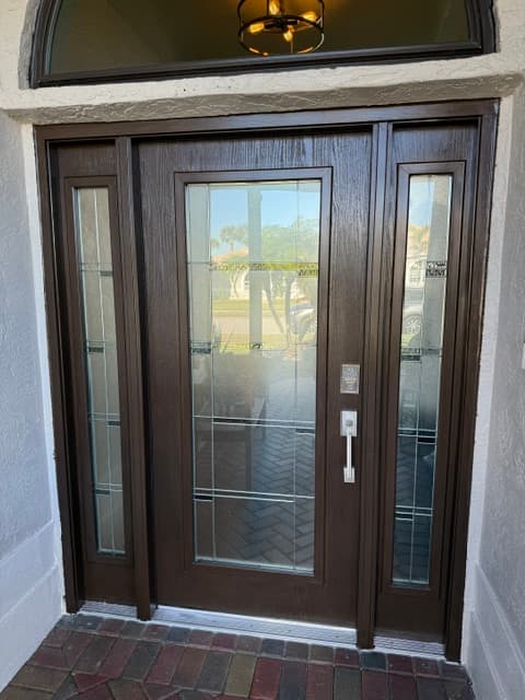 Espresso wood stain door refinish — Suncoast Entry Coatings